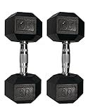 GYMENIST Single Hex Rubber Dumbbell with Metal Handles Exercise Heavy Dumbbell Workout Weights Sold  | Amazon (US)