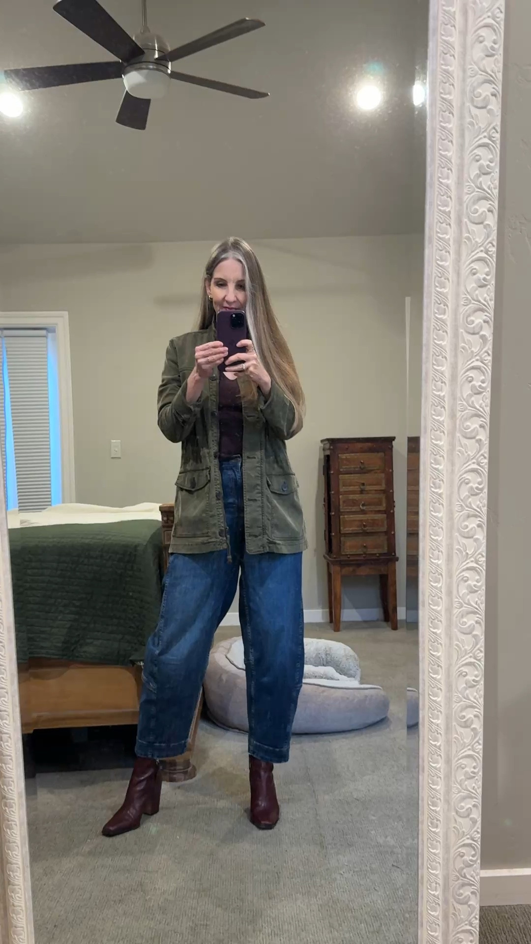Wearing a few of my favorite things! 🤎🤎🤎 #casualootd #midsizestyle #size10 #utilityjacket #barreljeans #styleover50 #teqcherootd

#LTKgrwm #LTKMidsize #LTKOver40