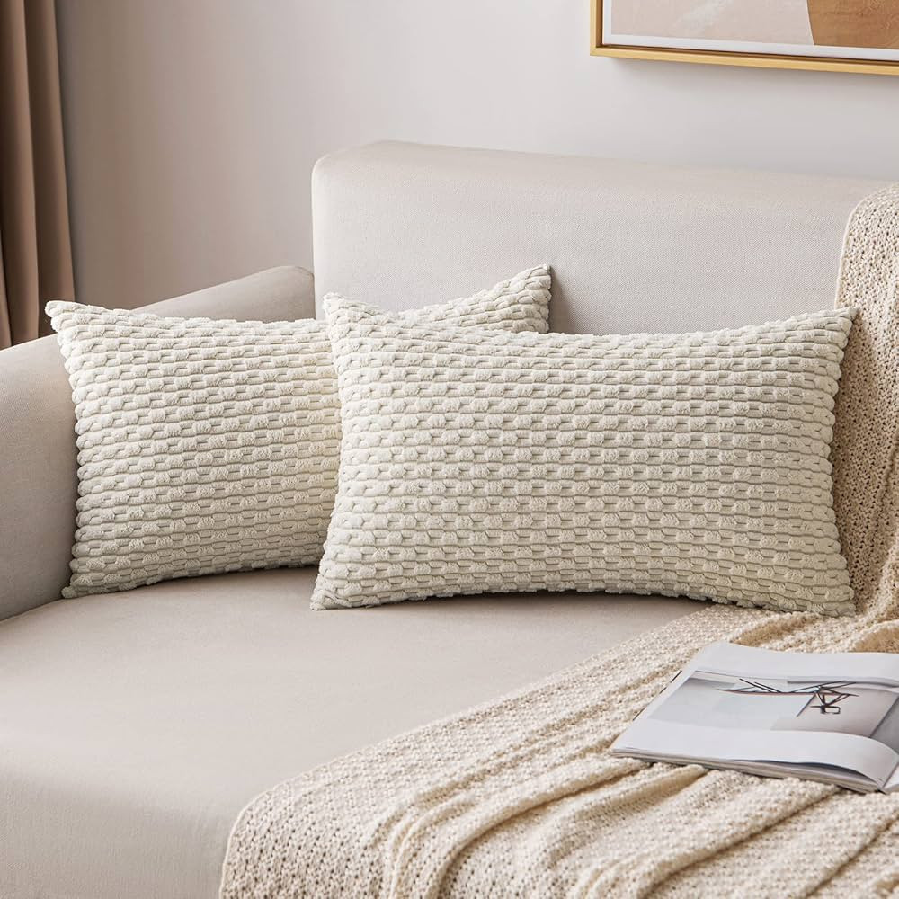 MIULEE Throw Pillow Covers Soft Corduroy Decorative Set of 2 Boho Striped Pillow Covers Pillowcas... | Amazon (US)