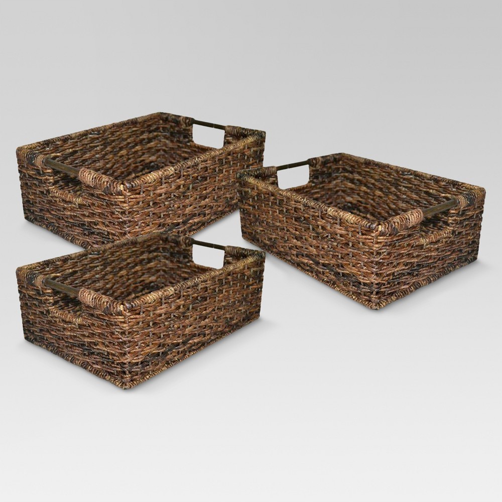 Wicker Media Basket Set of 3 - Dark Global Brown - Threshold | Target