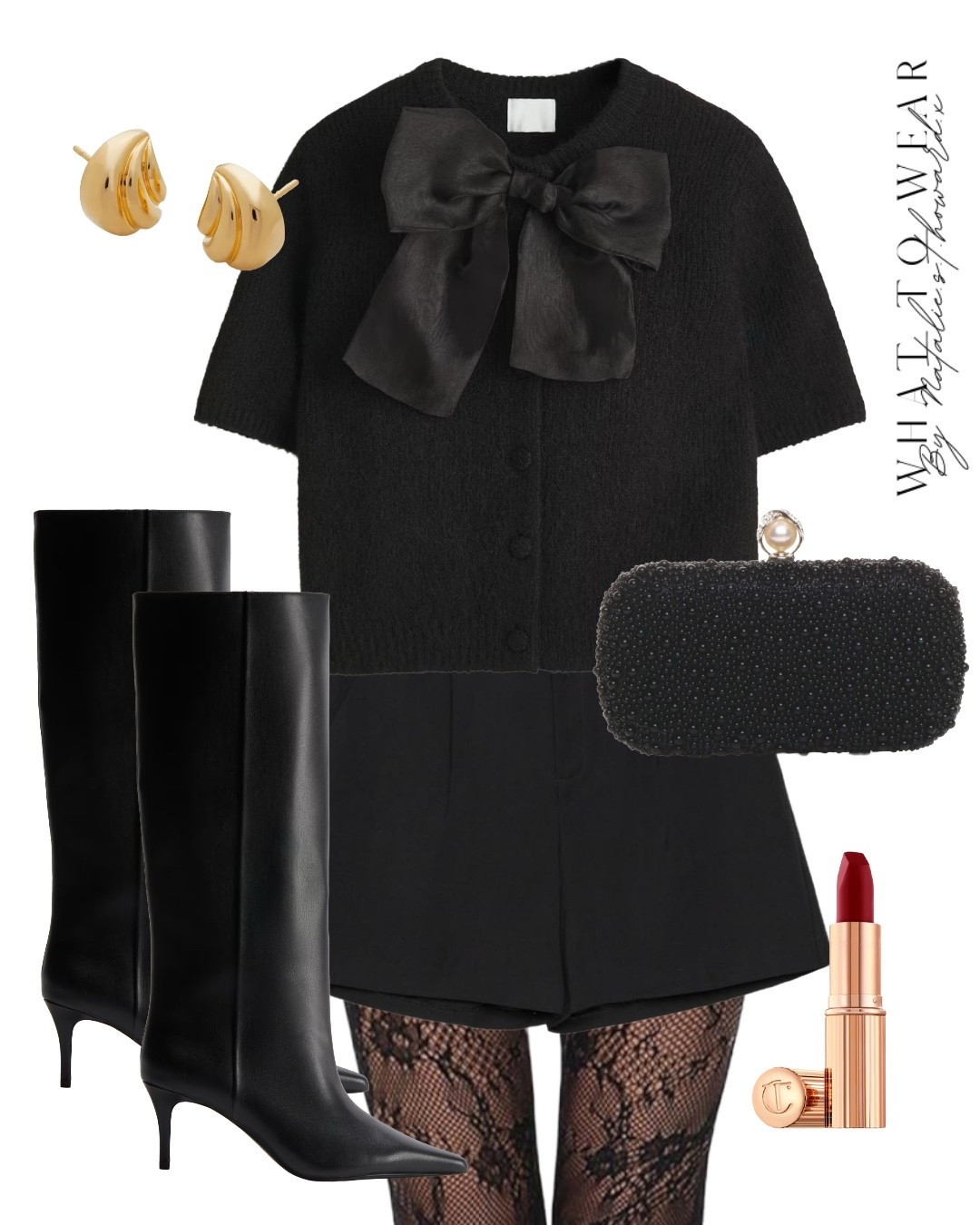 An all black outfit perfect for Christmas Day or Christmas party. I love lace tights at the moment. I have these knee high boots and wear them all the time. The little bow detail cardigan is so cute 

#LTKwinter #LTKuk #LTKfestive