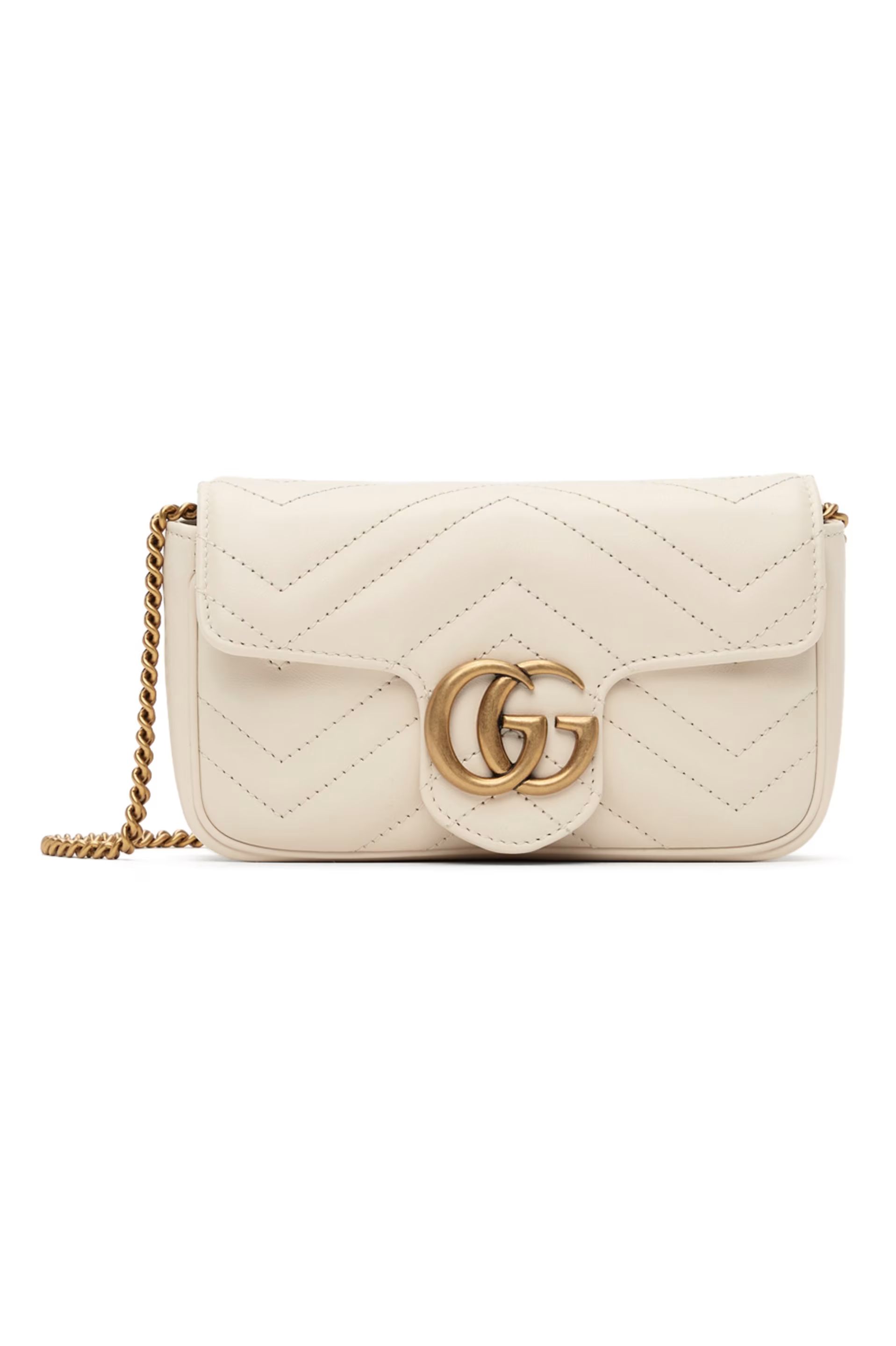 Gucci - White Super Mini GG Marmont Bag | SSENSE