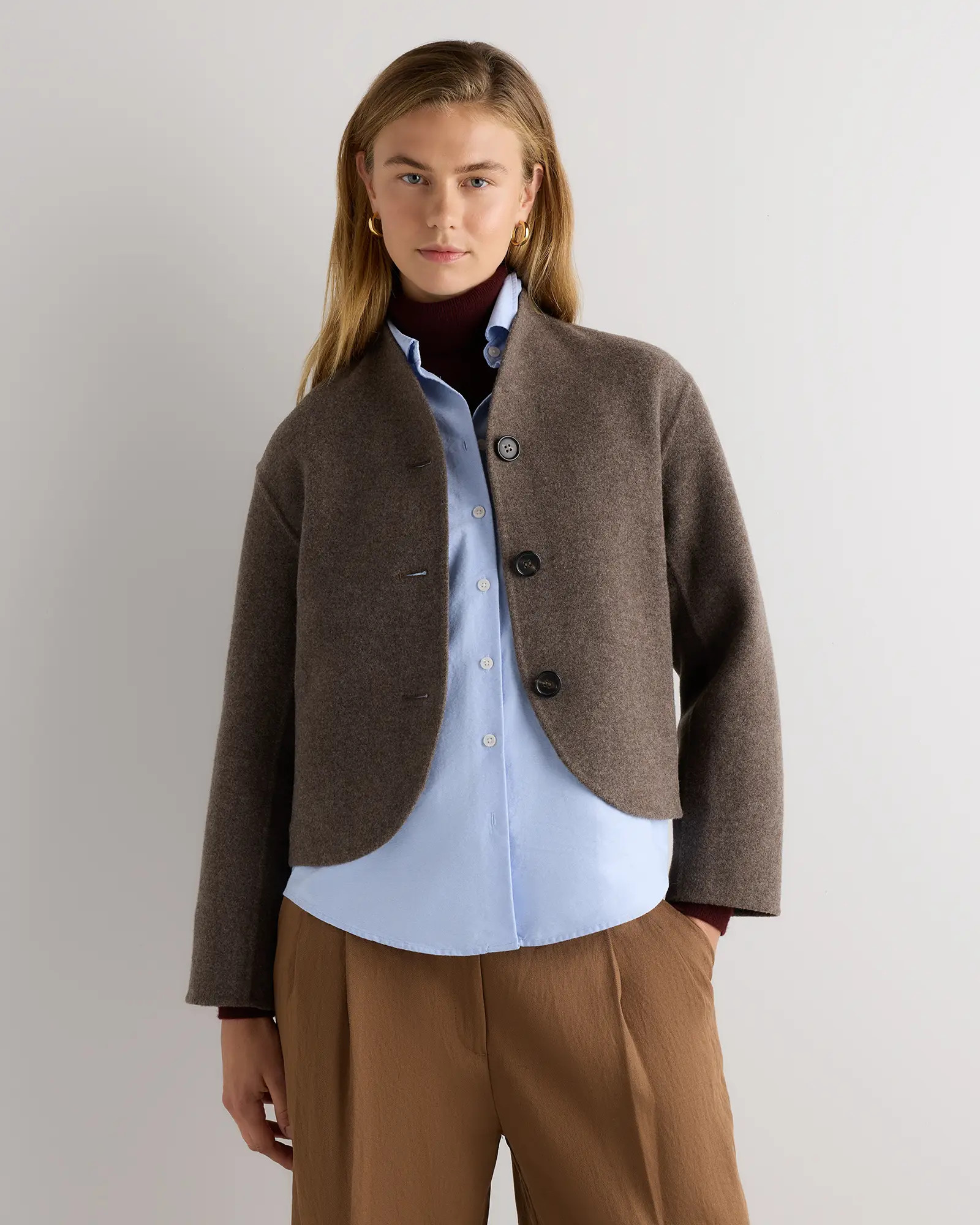 Double-Faced Merino Wool Collarless Cropped Jacket | Quince