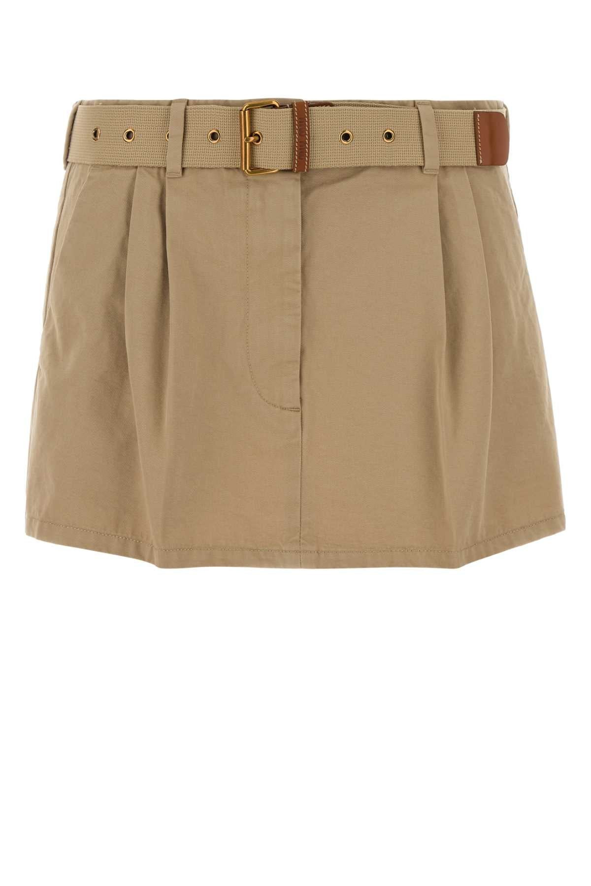 Miu Miu Cotton Skirt — Beige | Italist Inc.