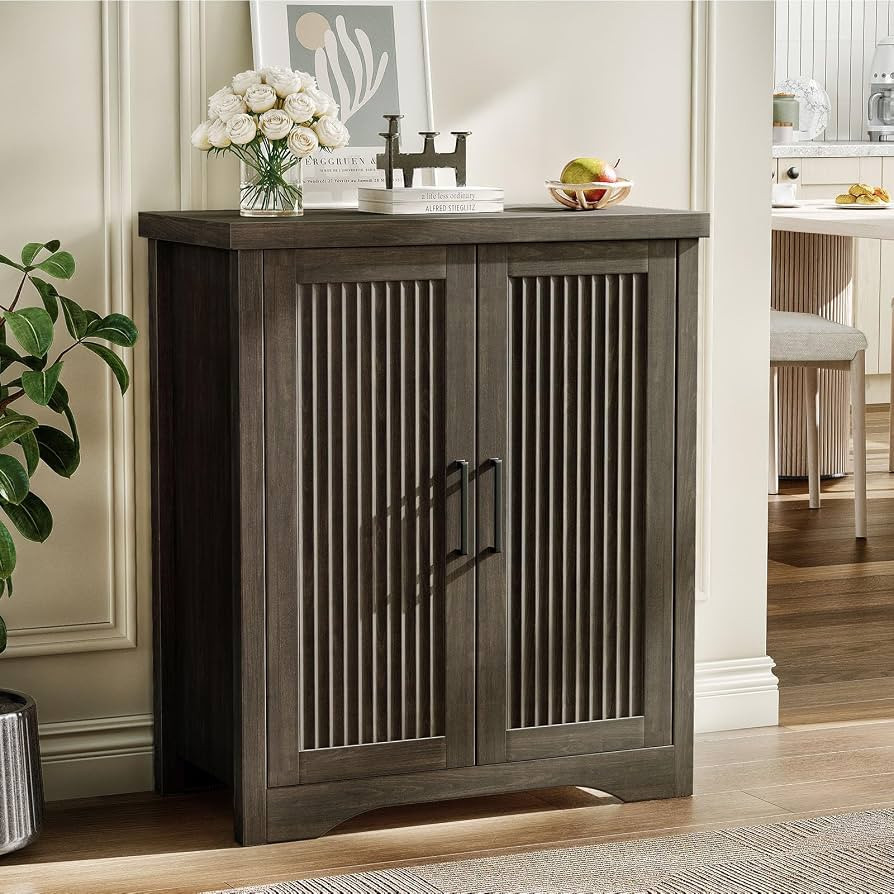 Fluted Buffet Cabinet with Storage Accent Sideboard,Modern Credenza with 2 Doors & Adjustable She... | Amazon (US)