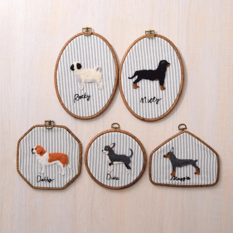 Personalized Needle Felted Dog Embroidery Hoop Art: Custom Pet Portrait - Etsy | Etsy (US)