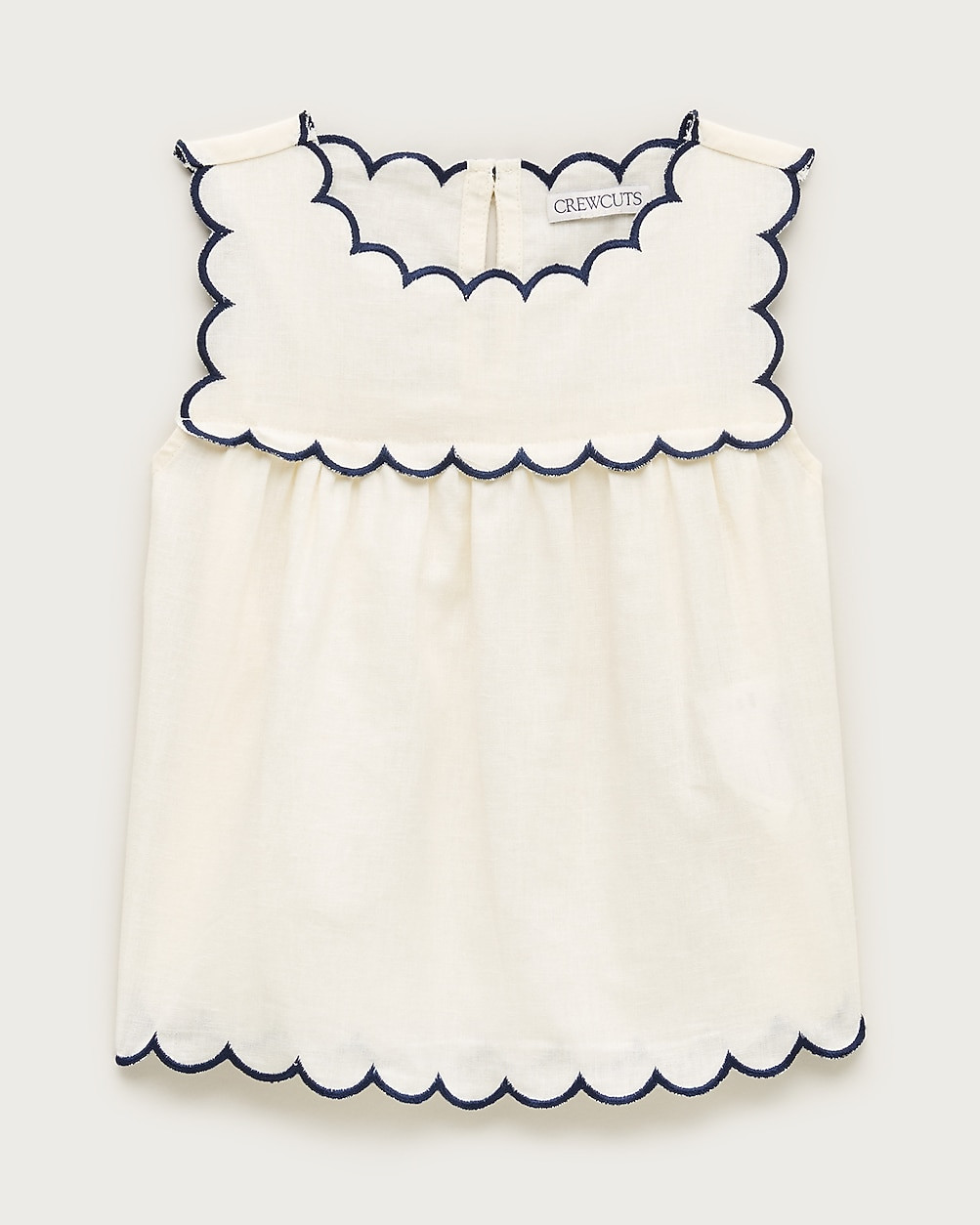 Girls' scallop-trim top in linen blend | J. Crew US