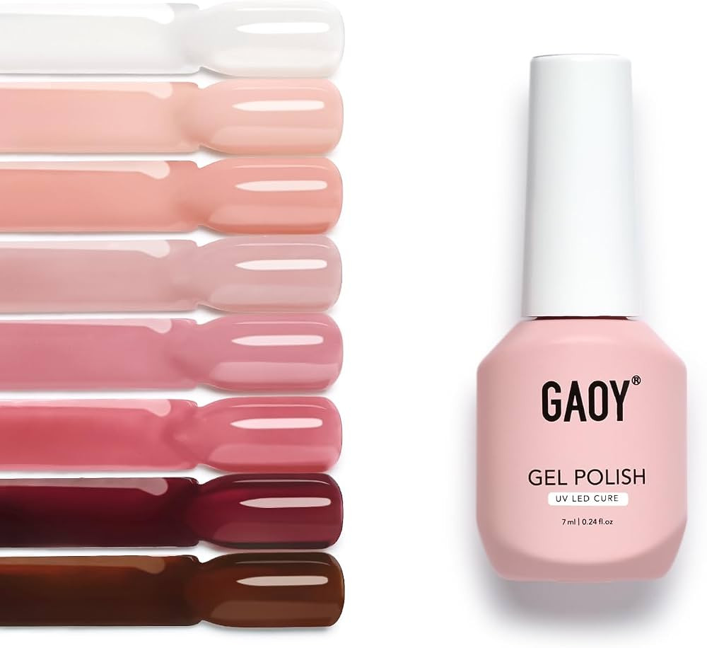 GAOY Jelly Gel Nail Polish Set, 8 Translucent Nude White Pink Brown Neutral Sheer Colors Kit for ... | Amazon (US)