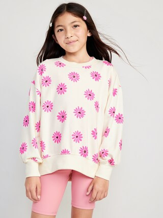Slouchy Crew Neck Graphic Sweatshirt for Girls | Old Navy (US)