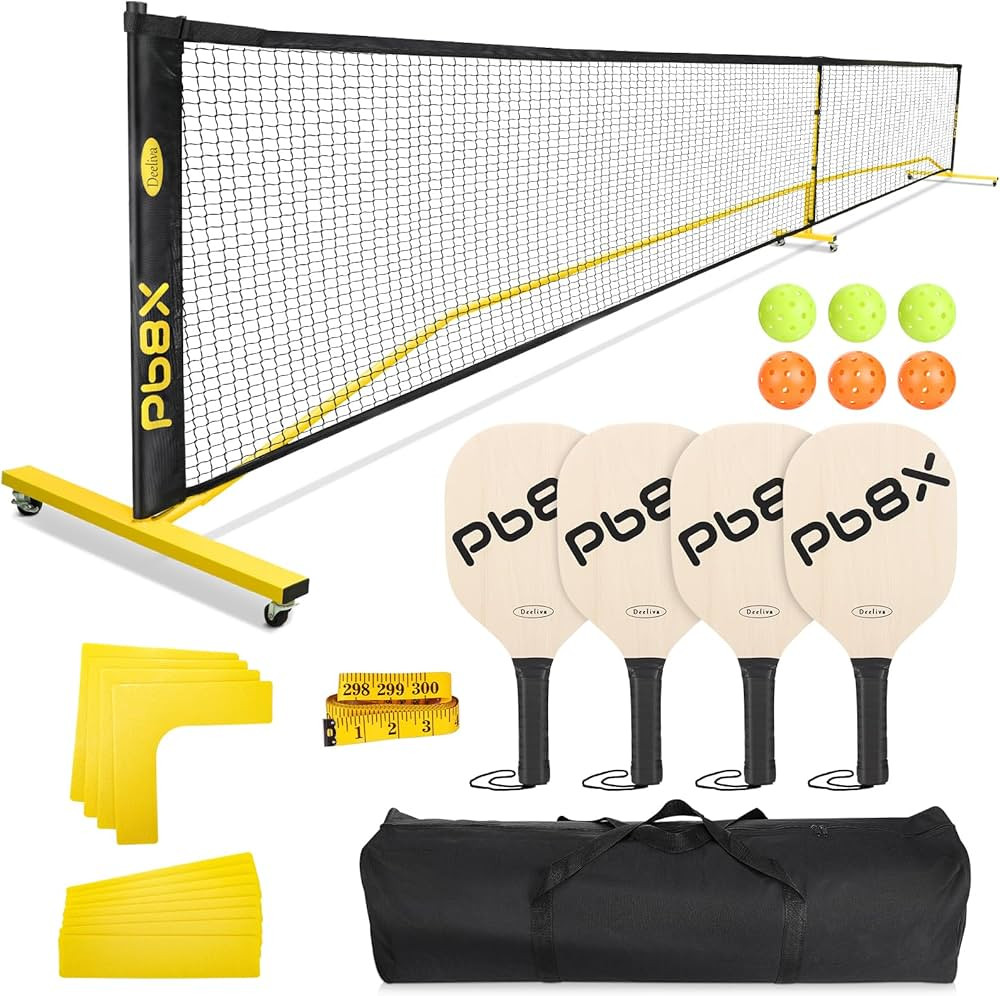 Amazon.com : Deeliva Pickleball Set Net with Wheels Driveway Portable Outdoors Regulation Size Pi... | Amazon (US)