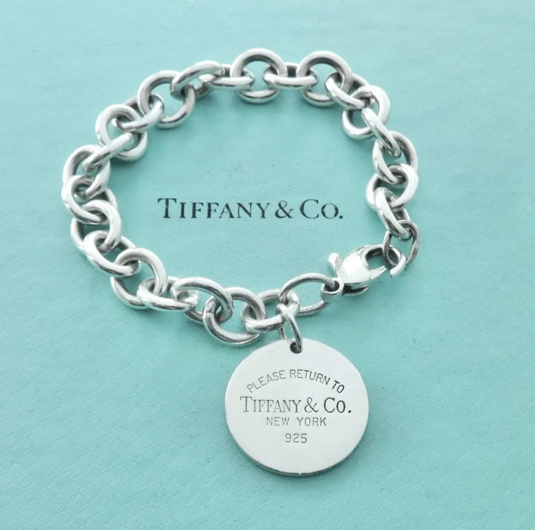 Authentic. Return to Tiffany Round Tag Bracelet Sterling Silver Tiffany & Co. Round Tag Pendant L... | Etsy (US)