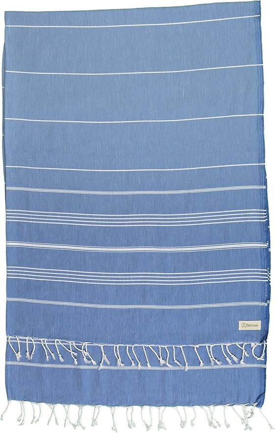 Bersuse 100% Cotton - Anatolia XL Throw Blanket Turkish Towel - 61 x 82 Inches, Grey Blue | Amazon (US)