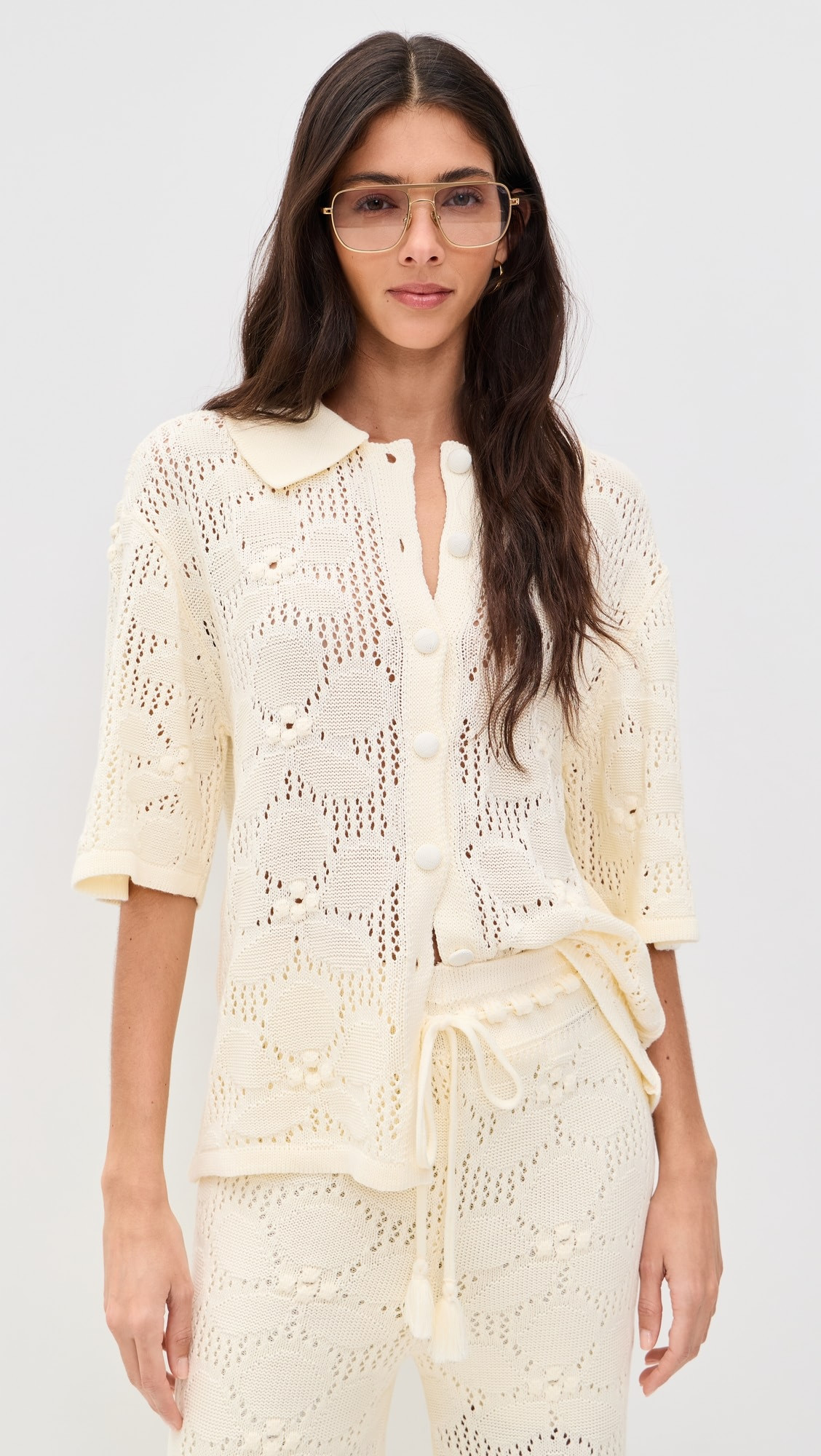 Floral Crochet Short Sleeve Shirt | Shopbop