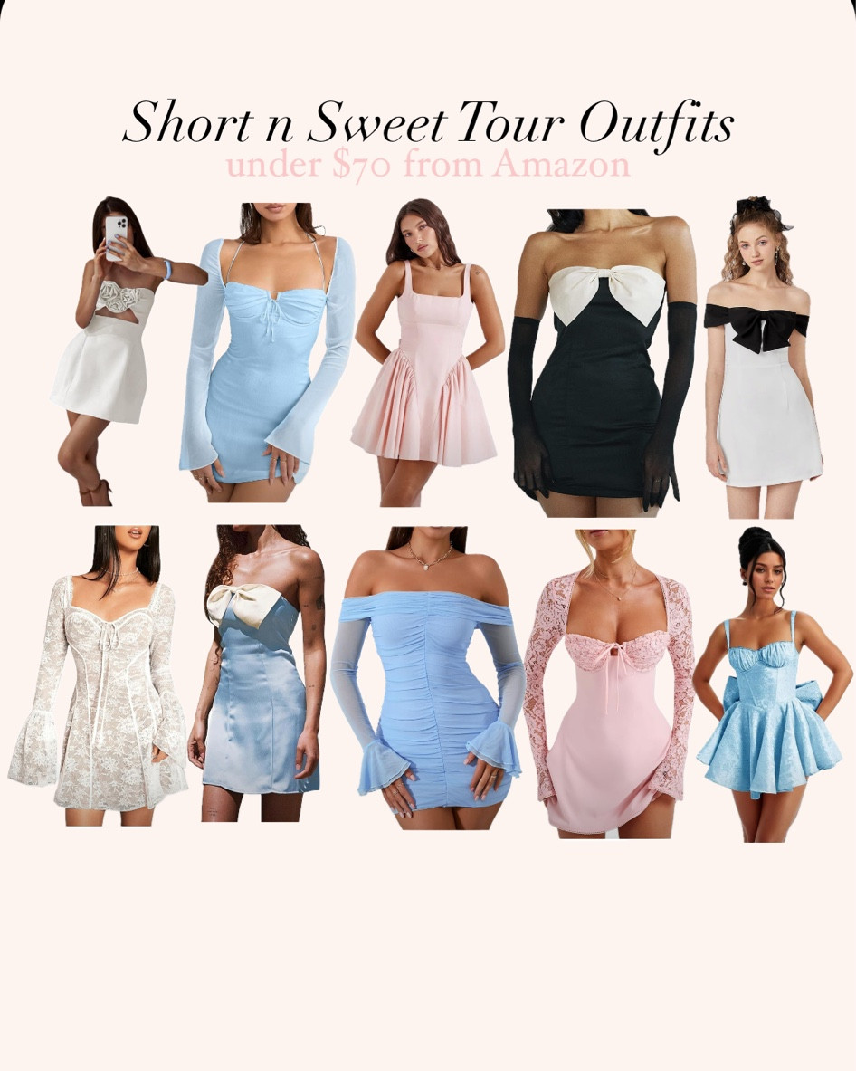 SHORT N SWEET TOUR OUTFITS FROM AMAZON

going out, party outfit, sequin outfit, black and white lace dress, white dress, black dress, pink dress, blue dress,

#LTKFindsUnder50