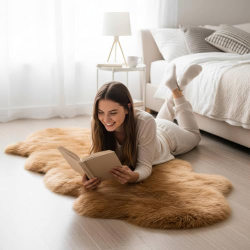 Long 2x6 Sheespkin Rug Runner - Light Brown Sheepskin Fur Rugs - Great for Draping and Floor Decor - Extra Soft New Zealand Fur - Real Sheep Skin Rug for Bedroom Living Room | Amazon (US)