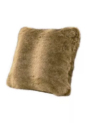 HiEnd Accents Faux Wolf Fur Throw Pillow, Brown | Belk