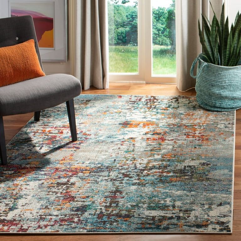 SAFAVIEH Madison Flowers Vintage Abstract Area Rug, Grey/Blue, 6' x 9' | Walmart (US)