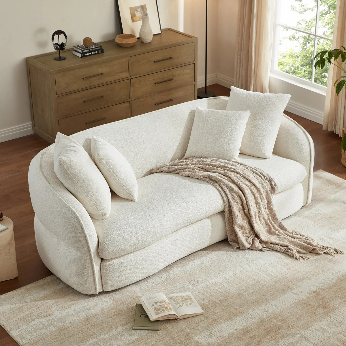 Harlan 87'' Upholstered Modern Curved Sofa | Wayfair North America
