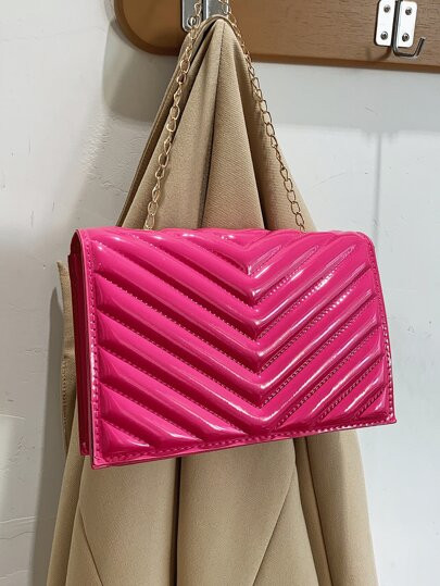 Quilted Pattern Chain Square Bag | SHEIN