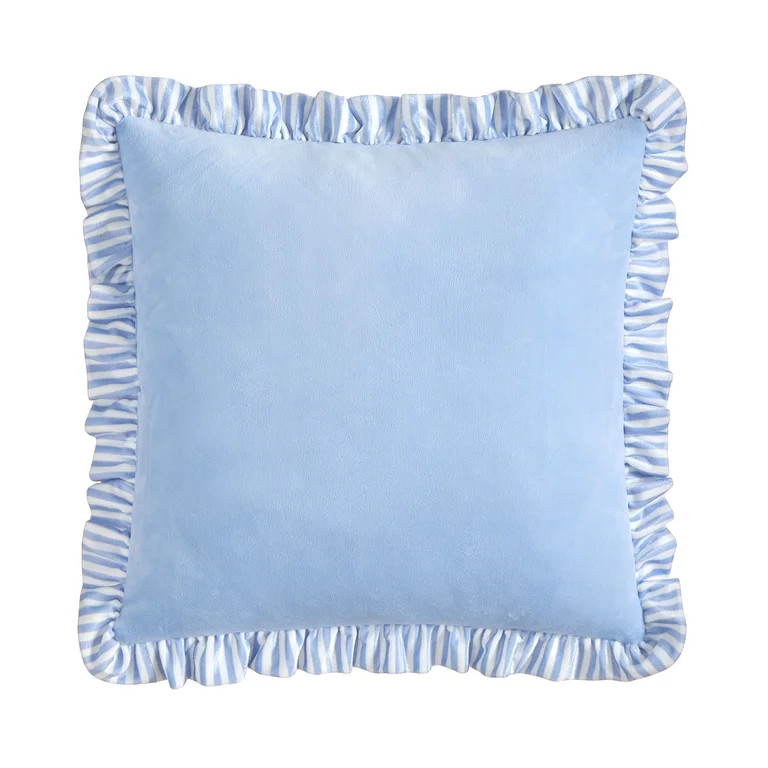 Urban Shop Petals & Pearls 16"x16" Square Printed Ruffle Decorative Throw Pillow, Blue | Walmart (US)