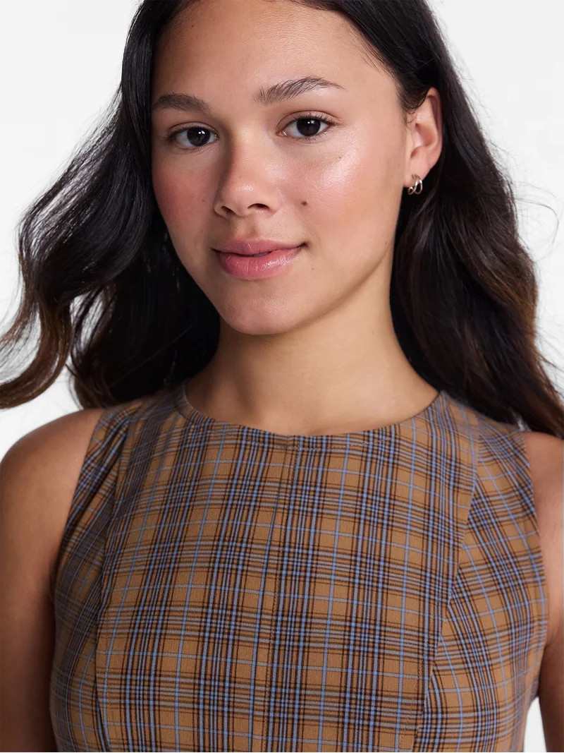 No Boundaries Fit and Flare Plaid Mini Dress, Women\u2019s XXS-XXL | Walmart (US)