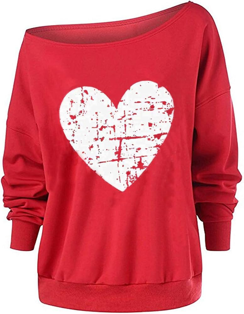 Roshop Women's Sexy Off Shoulder Long Sleeve Funny Christmas Pattern Holiday Sweatshirt | Amazon (US)