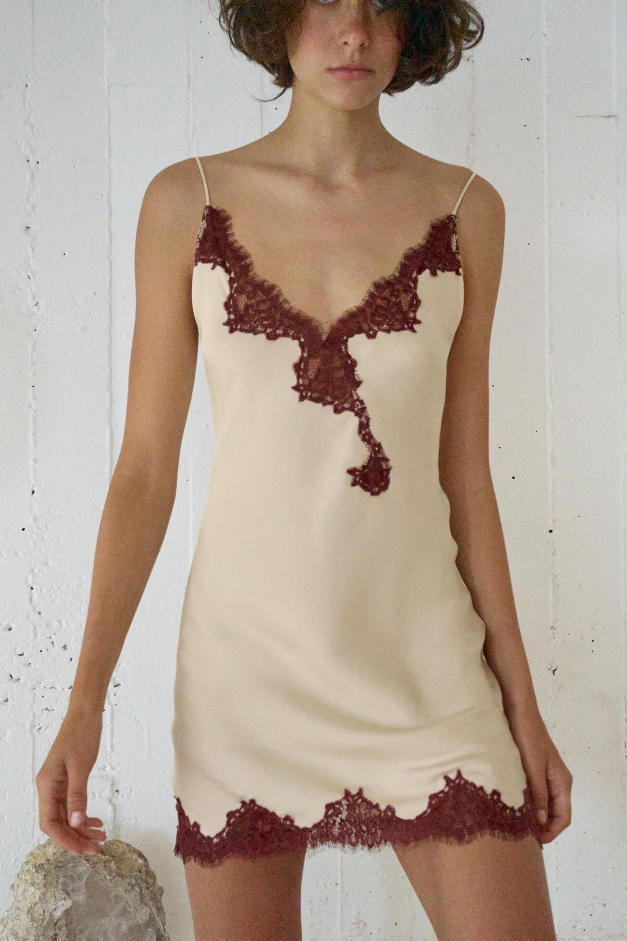 SATIN LACE SLIP DRESS | Zara US
