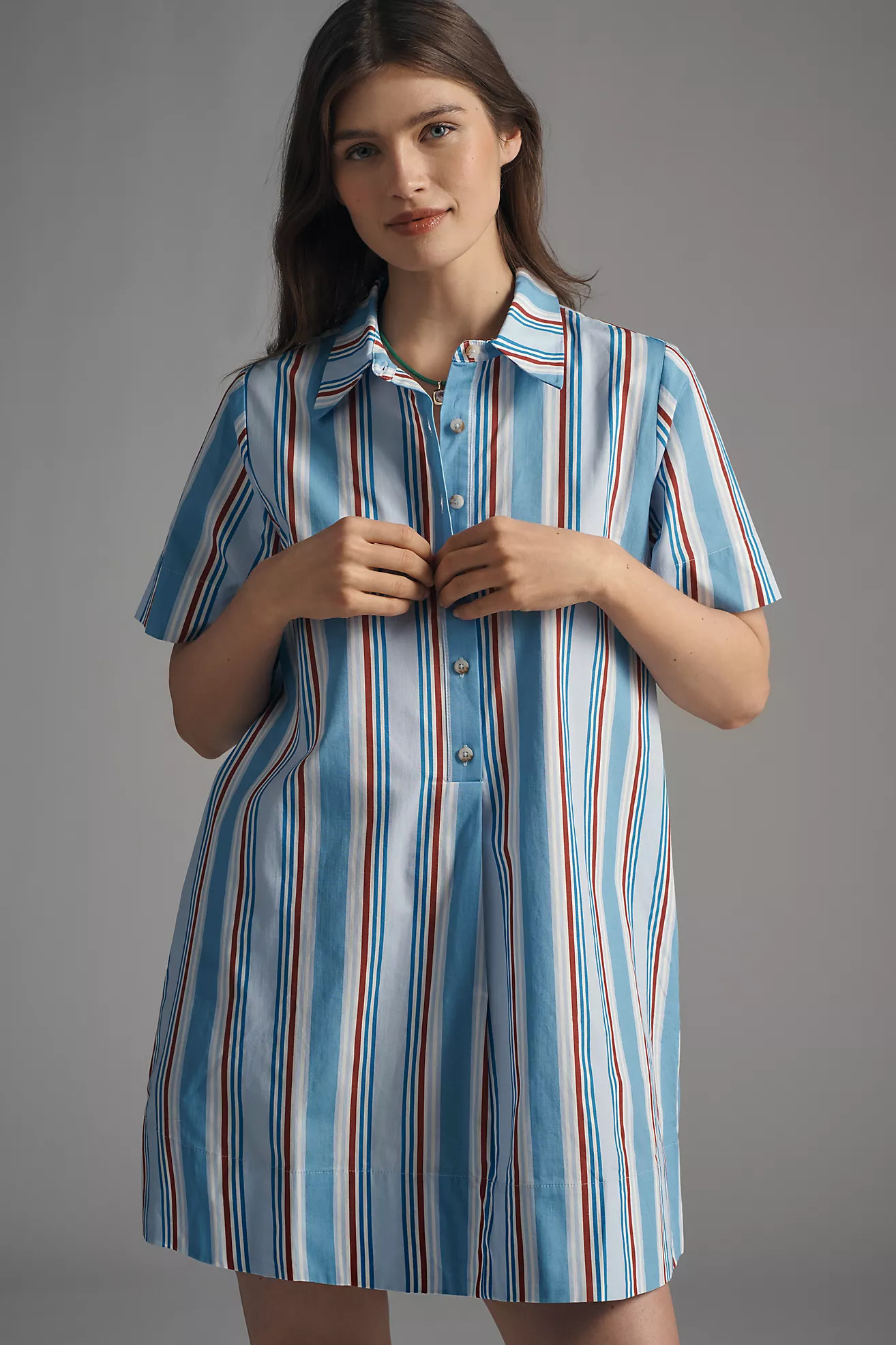 The Pollie Short-Sleeve Swing Tunic Mini Dress | Anthropologie (US)
