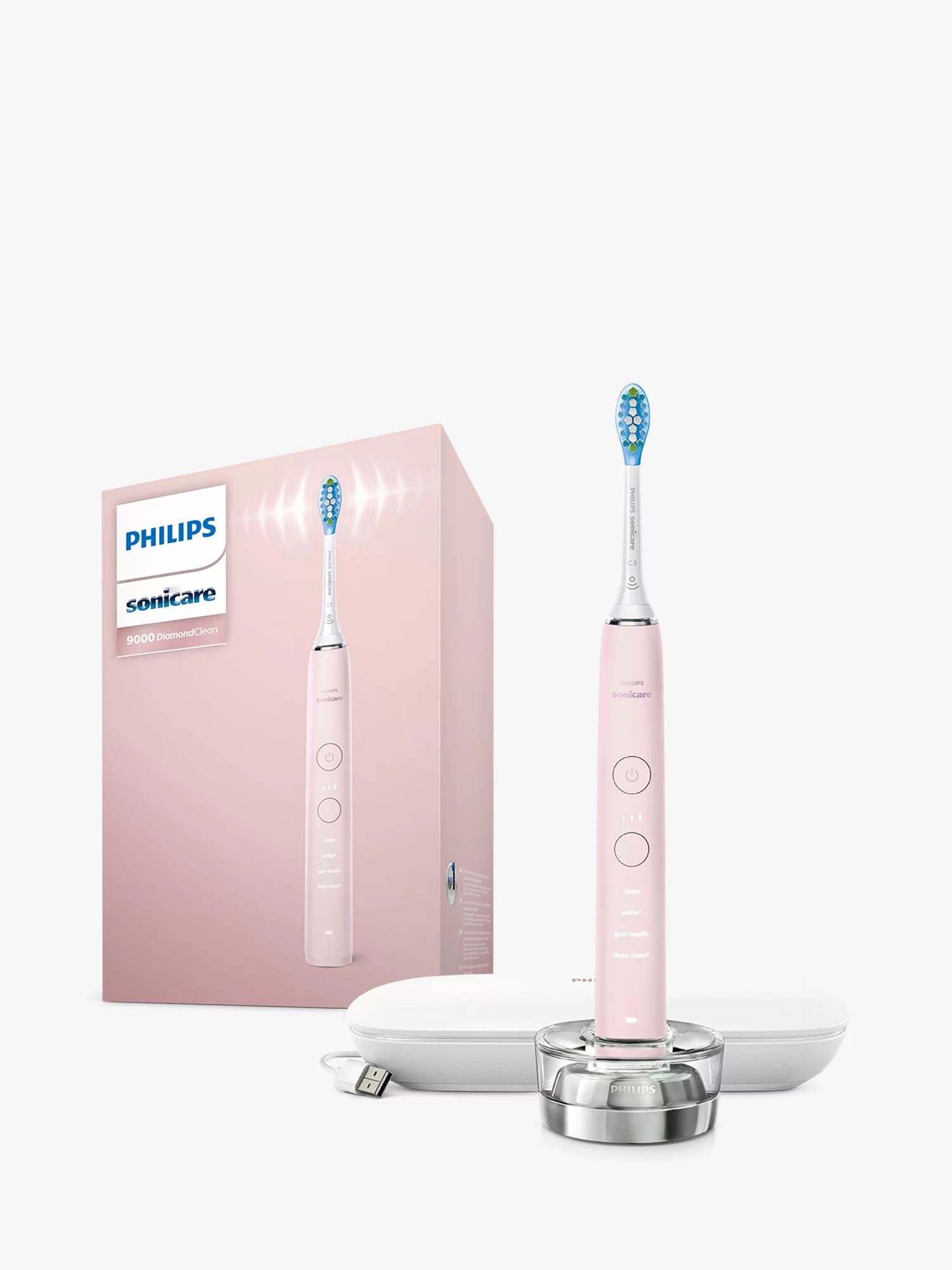 Philips Sonicare HX9911 DiamondClean 9000 Electric Toothbrush with App, Pink | John Lewis (UK)