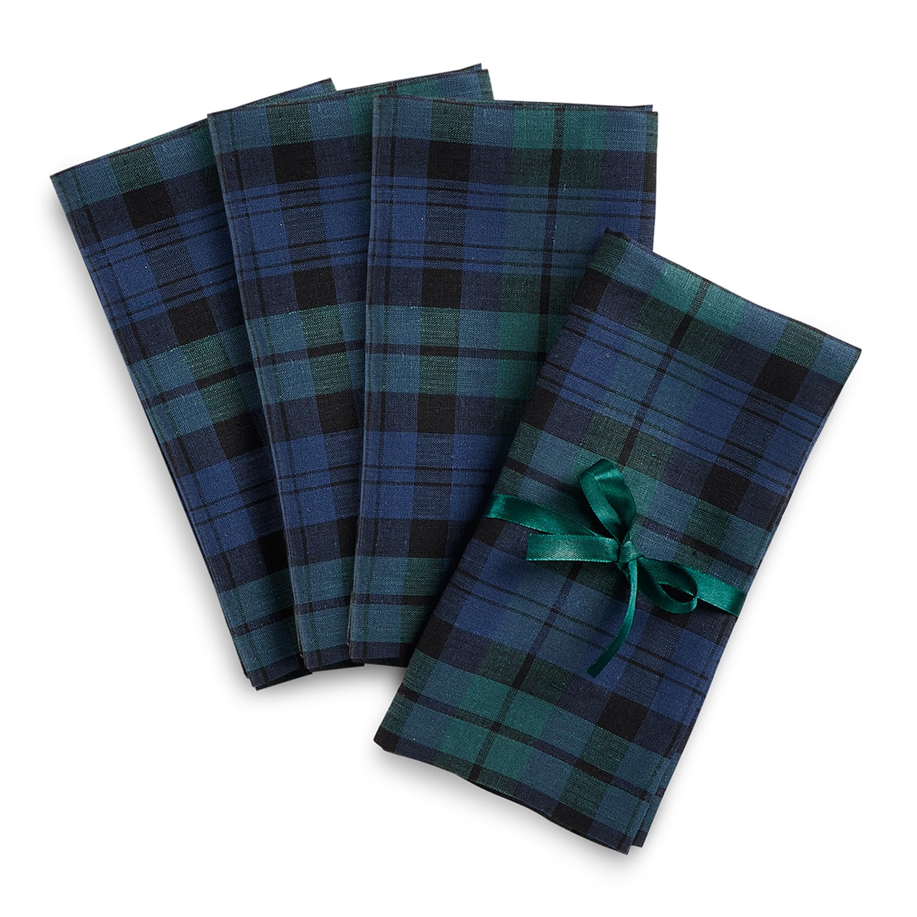 Solino Home Linen Blackwatch Napkins Set of 4-100% Pure Linen Christmas Blue and Green Plaid Dinner Napkins Cloth 20 x 20 Inch - Handcrafted and Machine Washable | Amazon (US)