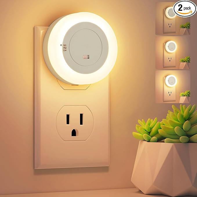 FOLKSMATE LED Night Lights Plug in, Dimmable Nightlight Plug Into Wall with Light Sensor, Soft Wh... | Amazon (US)