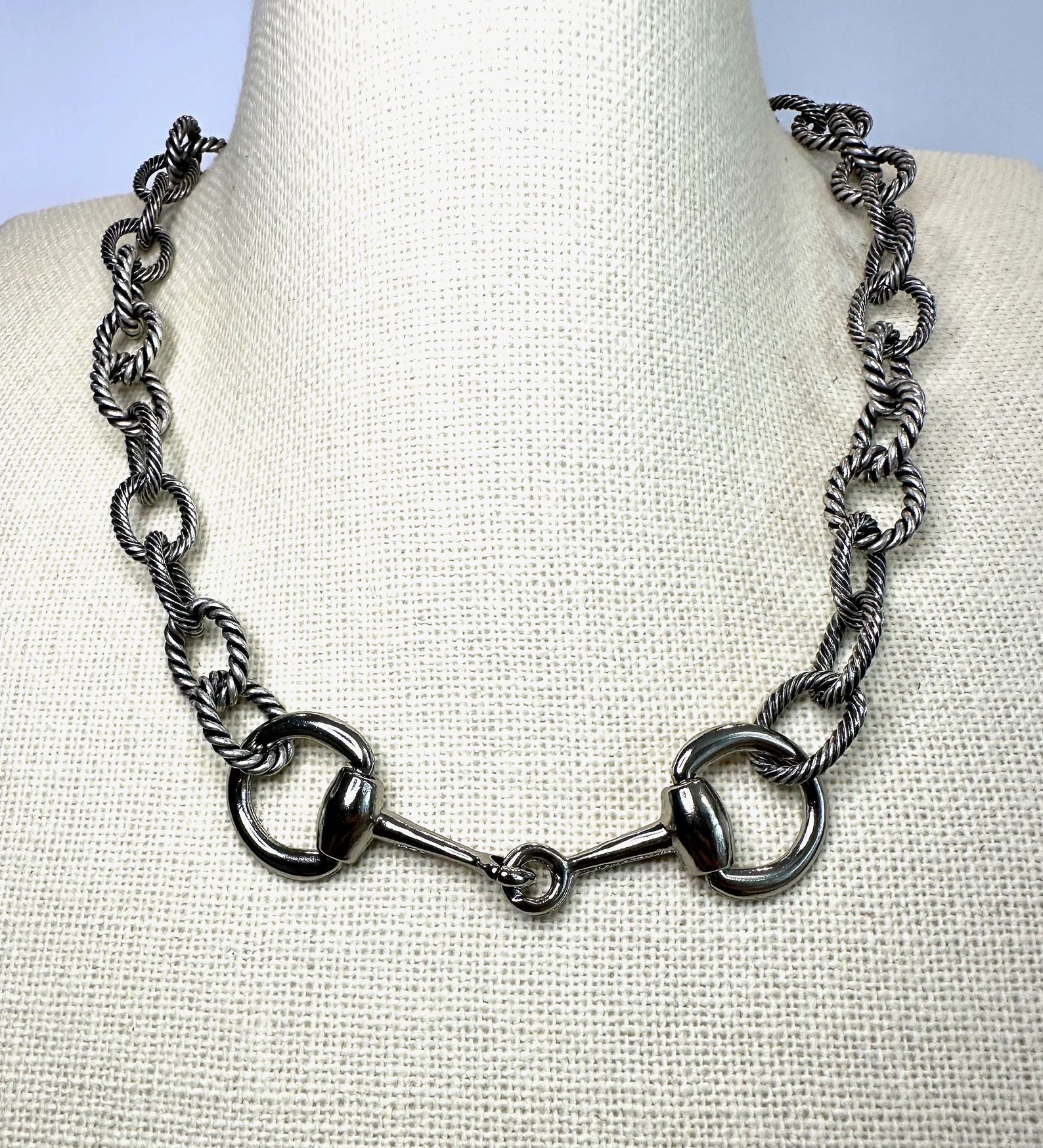 Equestrian Horse Snaffle Bit Antique Silver Rope Chain Necklace - Etsy | Etsy (US)