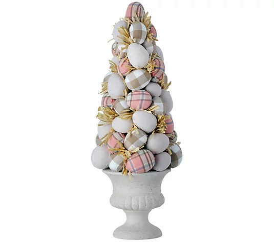 Pretty Plaid Easter Egg Cone Topiary 15" By Valerie - QVC.com | QVC