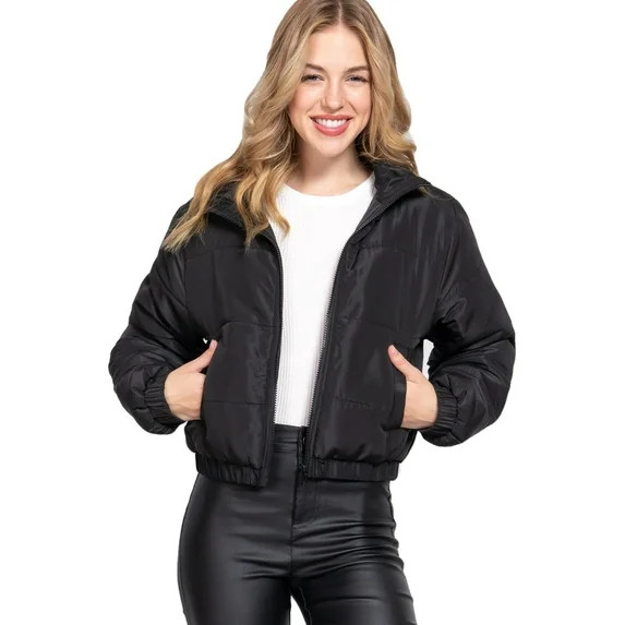 J. METHOD Women's Puffer Jacket Long Sleeve Padding Coat Casual Zipper Clouser Warm Outerwear | Walmart (US)