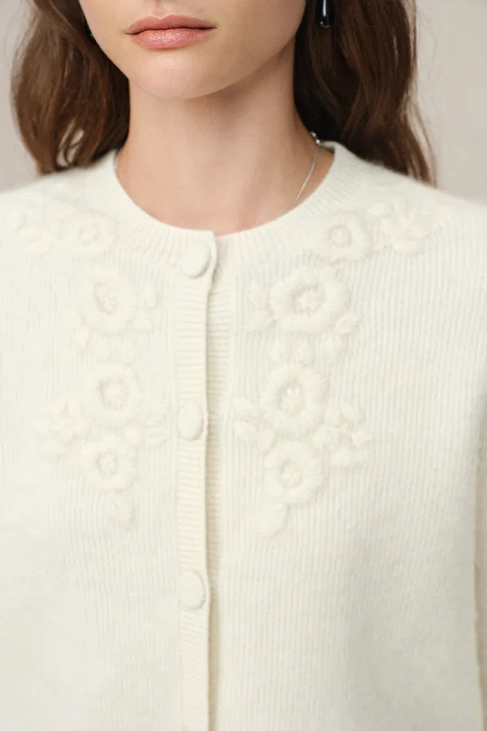 Otelie Hand Embroidered Extended Cardigan in Baby Alpaca-Merino Wool K | Fabrique