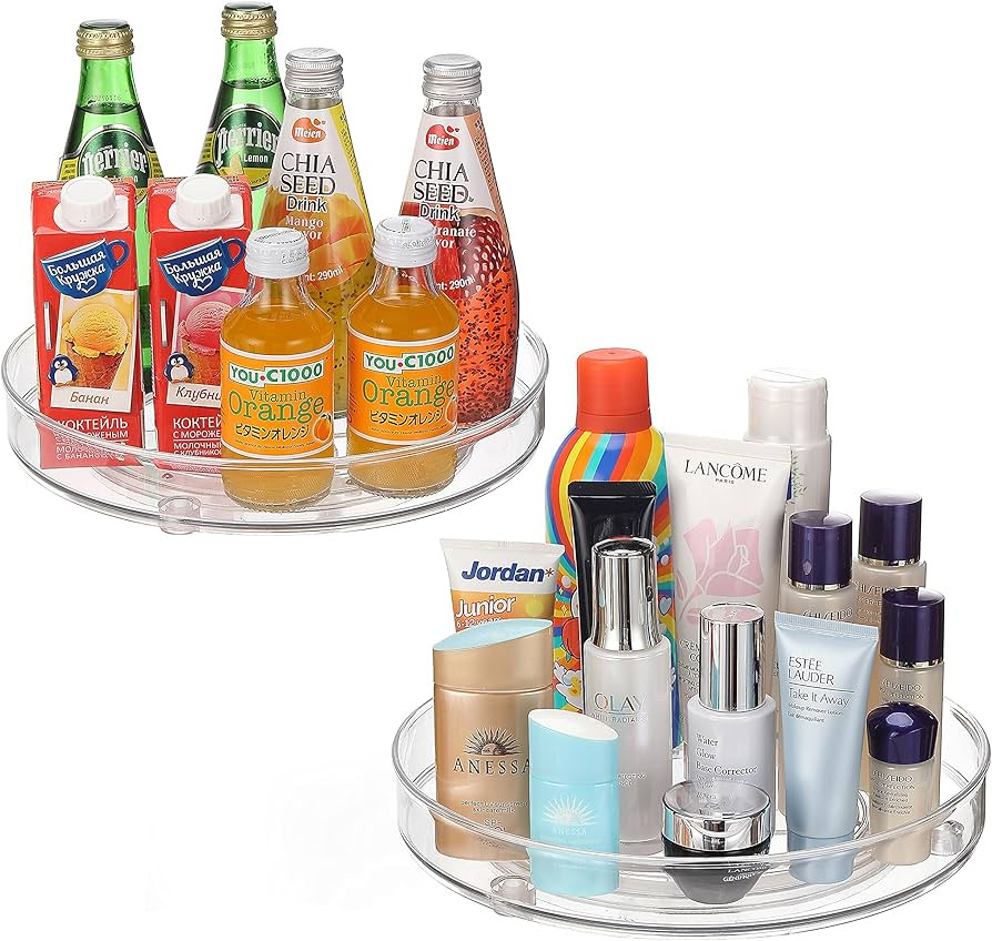 URALFA 2-Pack Lazy Susan Cabinet Organizer, Plastic Rotating Round Lazy Susan Turntable for Pantr... | Amazon (US)