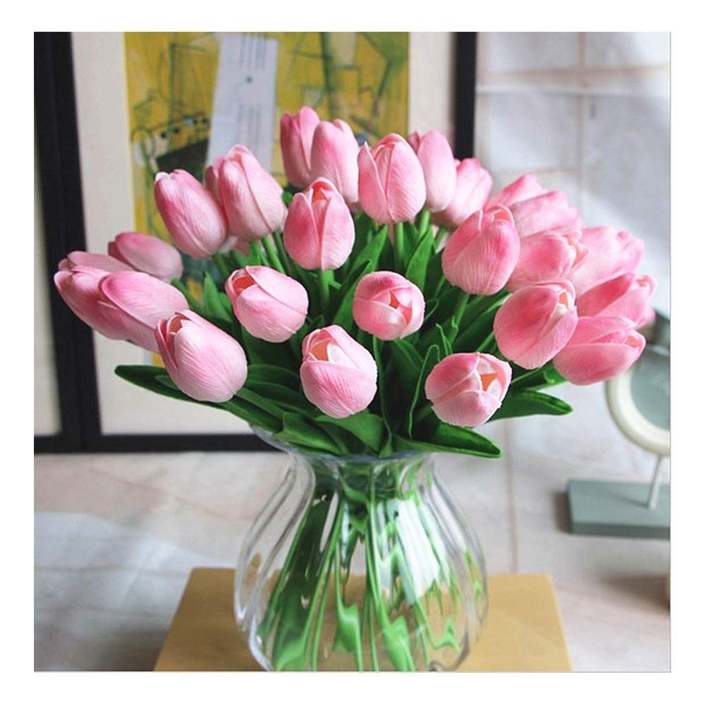Artificial PU Tulips 10Pcs Real Touch Fake Flower Arrangement Bouquets for Home Office Wedding De... | Amazon (US)
