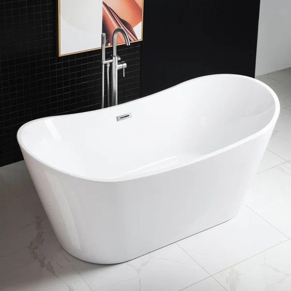 B0017 -C-Drain &O 71" x 32" Freestanding Soaking Acrylic Bathtub | Wayfair North America