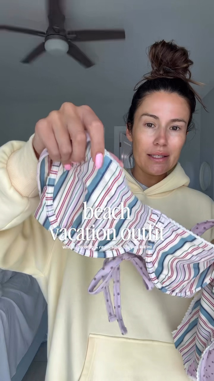 Beach vacation outfit - obsessed with this white shimmer swimsuit coverup & reversible striped bikini from @abercrombie 🌊

Beach outfit, pool outfit, vacation outfit 

#LTKSaleAlert #LTKSwim #LTKgrwm