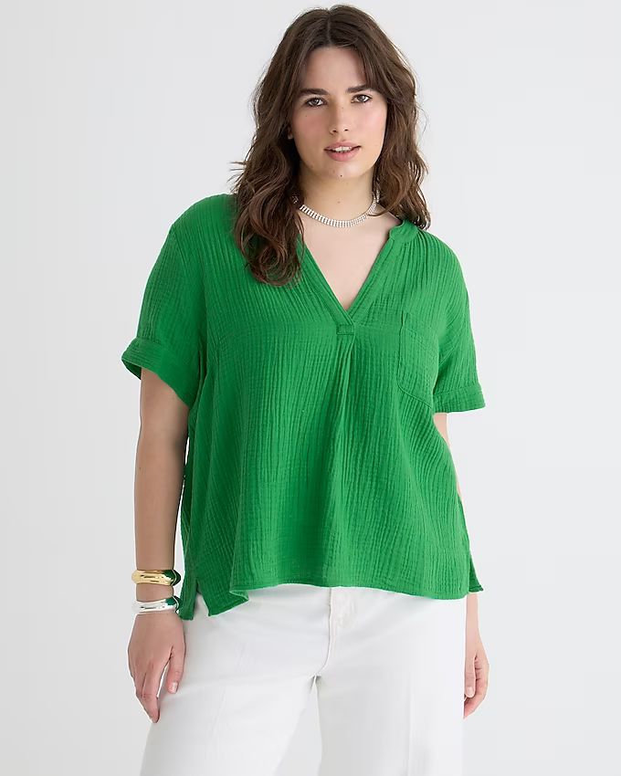 V-neck soft gauze popover | J.Crew US