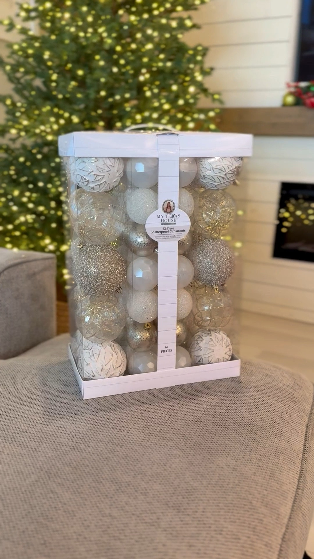 My Texas House Neutral Christmas Ornaments are so beautiful 😍 ! I love the champagne gold and whites so perfect for neutral Christmas decor! This pack of ornaments fit a 9ft tree (I didn’t decorate the back against the wall just fyi! ) and I love the different sizes of ornaments too! Christmas decorations, Christmas ornaments , holiday decor, white Christmas ornaments, my Texas house Christmas, holiday decorations, Christmas tree #christmasdecor #mytexashouse #neutralchristmas #christmastree

#LTKSeasonal #LTKHoliday #LTKHome