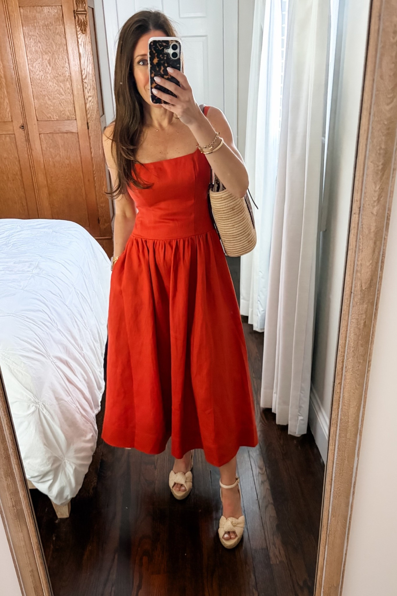 Reformation sundress in a tomato 🍅 color. Wedding Guest dress. Summer Dress

#LTKSeasonal #LTKOver40