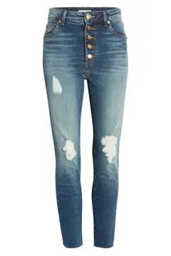 Ellie Ripped High Waist Crop Skinny Jeans | Nordstrom