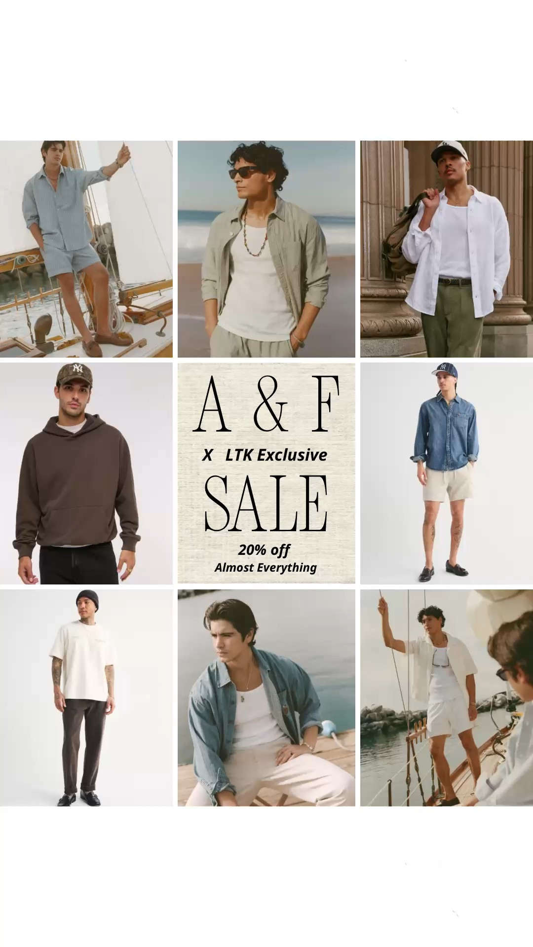 Final Hours! 🚨‼️

The LTK exclusive 2-day Summer sale is live! 🎉🛍️ 20% off almost everything 6/3-6/4

To access the exclusive discount, tap a product from this post and you’ll see a “Copy Promo Code” button. Copy the code and shop as normal through the app and paste the copied promo code at checkout to apply it to your cart. 

Keywords: men’s clothing, men’s fashion, summer style, spring outfit 2026, summer outfit 2026, shorts, denim, hoodie, everyday style, casual style, button down shirt, t-shirt, jeans, linen

#LTKxAbercrombie #LTKSaleAlert #LTKMens