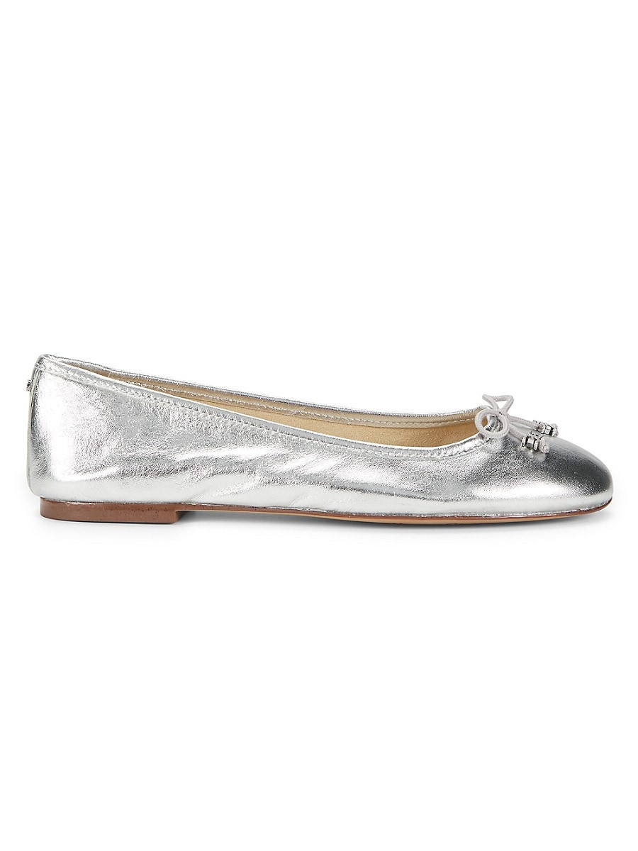 Sam Edelman Women's Embellished Leather Ballet Flats - Soft Silver - Size 8.5 | Saks Fifth Avenue OFF 5TH