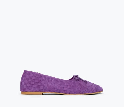 JADA SQUARE TOE BALLET FLAT - 5.5 / Purple Woven Suede | Frēda Salvador