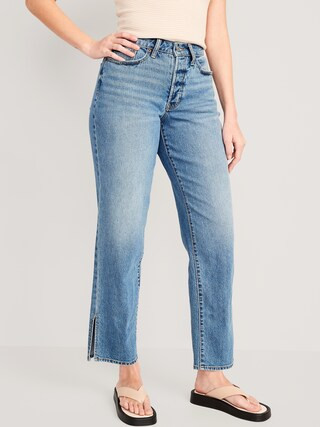 Curvy High-Waisted Button-Fly OG Loose Side-Slit Jeans for Women | Old Navy (US)