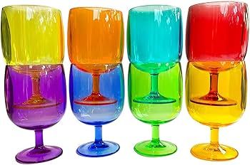 Lily's Home Set of 8 Colors Unbreakable Poolside 12 oz Acrylic Plastic Wine and Water Tumbler Sta... | Amazon (CA)