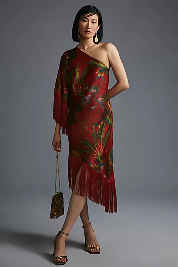 Farm Rio Fringed One-Shoulder Dress | Anthropologie (US)