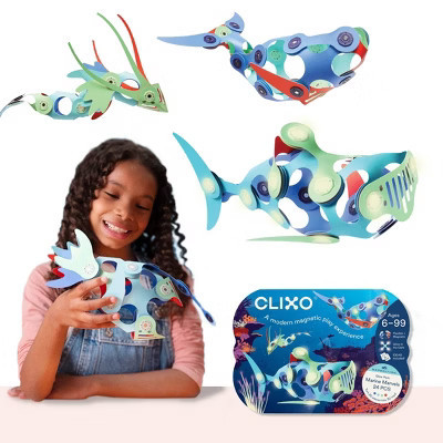 Clixo Marine Marvels Pack: Creative & Problem-Solving Magnetic Building Set with 24 Pieces | Target